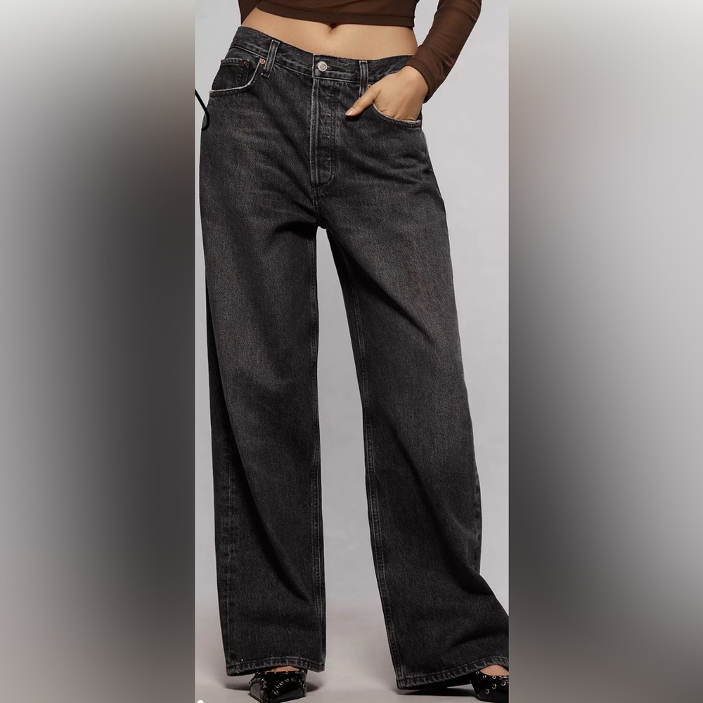 Agolde low slung baggy black jeans